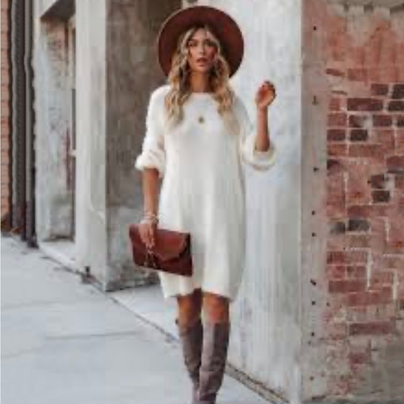 Vici Cream Sweater Dress - Picture 1 of 5